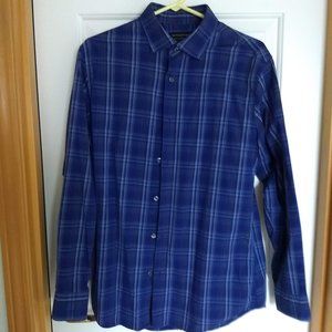 NWOT Banana Republic Blue Plaid Stretch Tailored Slim Fit Shirt
